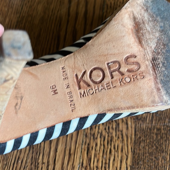 Michael Kors Open Toe Black and White Slip On Heels - Picture 7 of 7